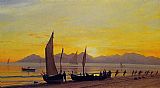 Albert Bierstadt Boats Ashore at Sunset painting
